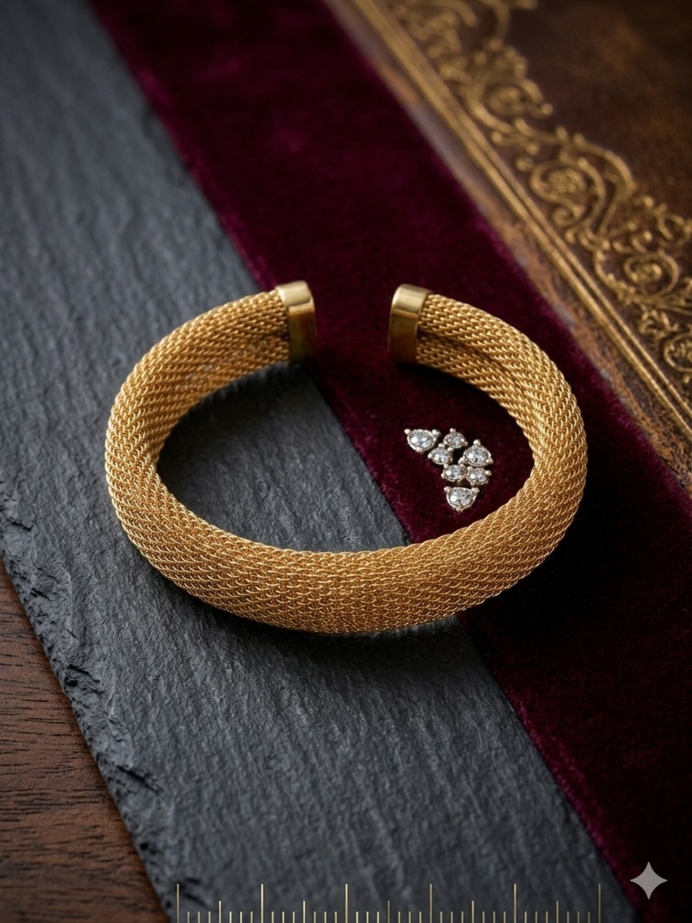 Gold Mesh Open Cuff Bracelet